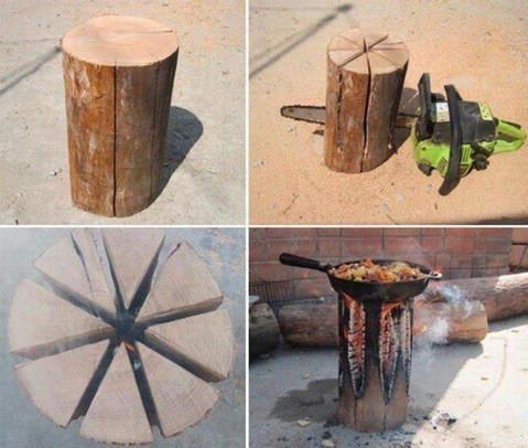 Hy vọng chủ nhân của cái bếp độc đáo này sẽ bảo toàn được nguyên vẹn chảo thức ăn cả khi gỗ cháy thành than.