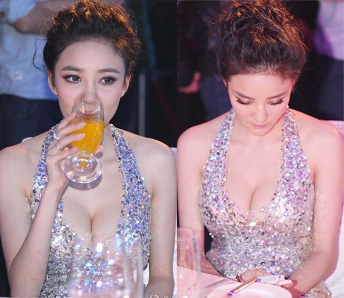Nữ diễn viên Lưu Vũ Hân nóng bỏng trong chiếc đính pha lê và cườm lấp lánh