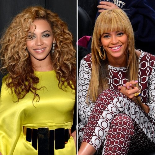 Beyonce Knowles Từ mái tóc xoăn với phần mái dài, nữ ca sĩ da màu chọn tóc thẳng mái bằng và màu sắc tươi sáng. Kiểu tóc mới khiến cô trẻ trung mà vẫn thật quyến rũ. Để giữ được nếp tóc, bạn đừng quên sử dụng máy sấy và lược tròn làm khô khi tóc còn ẩm.