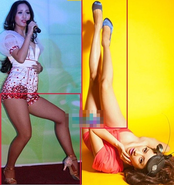 Đôi chân to, thô của nữ hoàng dancesport Khánh Thi trở nên thon, nuột nà hơn nhờ công nghệ photoshop.