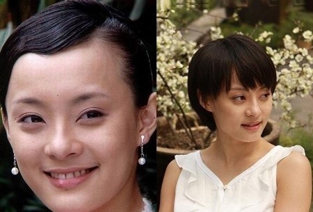 Nữ diễn viên xinh đẹp Tôn Lệ cũng có lúc bị "dìm" vì kiểu tóc tạo hình cho nhân vật trong phim của chị ý quá xấu (hình trái). Nhìn hình ảnh Tôn Lệ ngoài đời có thể thấy rõ sự chênh lệch lớn đến thế nào.