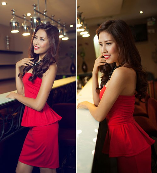 Những bạn gái có vòng eo to thì có thể chọn kiểu váy che ngấn mỡ như của Nguyễn Thị Loan