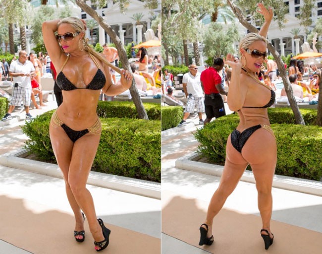 Ngôi sao Coco Austin khoe những đường cong ngoại cỡ tại một hồ bơi ở Las Vegas vào hồi tháng 5
