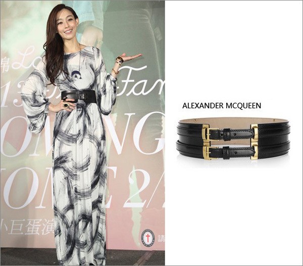 Chiếc thắt lưng của thương hiệu Alexander McQueen đã giúp mỹ nhân này duyên dáng hơn trong chiếc váy voan dài