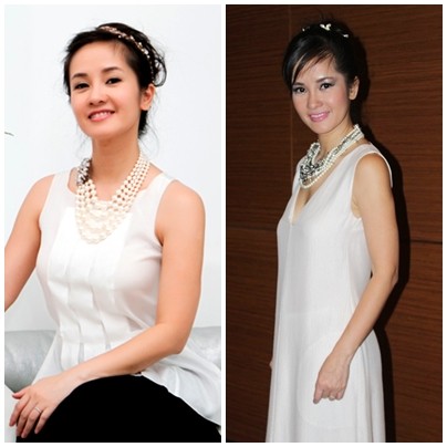 Khi mix trang phục trắng, Hồng Nhung rất để ý tới phụ kiện và kiểu tóc....
