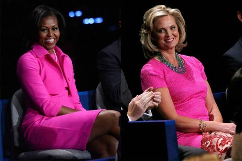 ộ đầm hồng ấn tượng này đã giúp Michell áp đảo được hình ảnh của Ann Romney trong cuộc đàm phán tổng thống lần thứ 2 diễn ra vào ngày 16/10/2012