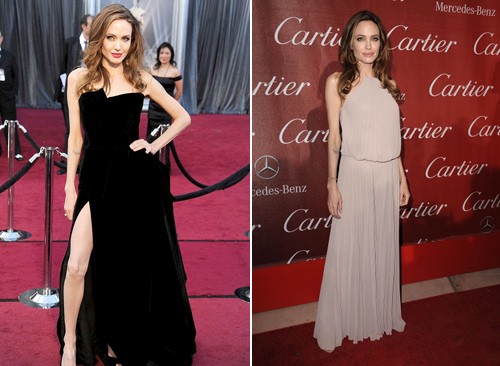 Không ai nghĩ rằng Angelina Jolie lại là người sở hữu vóc dáng quả táo với những chiếc đầm này