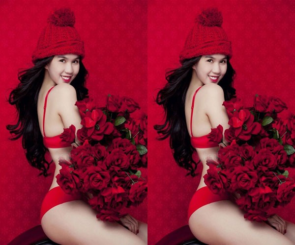 Cũng trong năm 2012, Ngọc Trinh tung ra bộ ảnh chào Giáng sinh vô cùng gợi cảm và nóng bỏng.