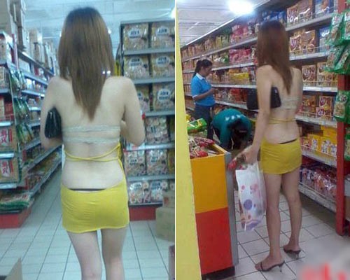 Dù ở ngoài phố hay đi siêu thị mua sắm, cô luôn diện những chiếc áo, váy hở trọn vẹn khoảng lưng trần, có lúc còn hở cả nội y. (NĐT)