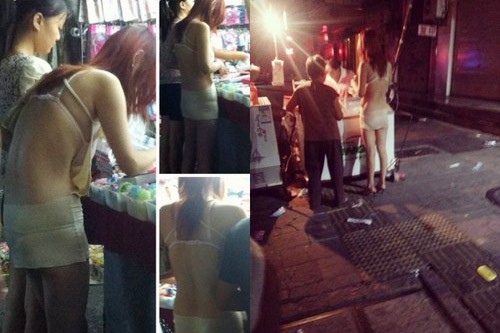 Cuối tháng 12/2012, những bức ảnh một cô gái mặc áo ngực ngược đi bộ trên phố Purvis, Singapore đã thu hút sự chú ý của cư dân mạng. (NĐT)