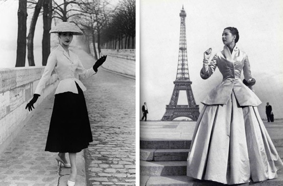 Những năm 40 của thế kỷ 20, peplum chính thức xuất hiện và làm mưa làm gió tại làng thời trang thế giới. Trong ảnh là những mẫu thiết kế của hàng Christian Dior.