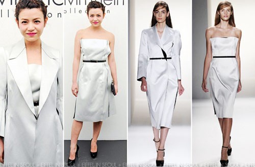 Người đẹp Trần Nghiên Hy sang trọng và gợi cảm với cả cây trang phục trắng hiệu Calvin Klein vừa ra mắt trong tuần lễ thời trang thu - đông 2013 vừa rồi.