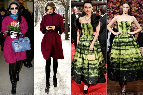 Chương Tử Di sang trọng trong chiếc áo khoác và bộ đầm hiệu đều thuộc thương hiệu Christian Dior.