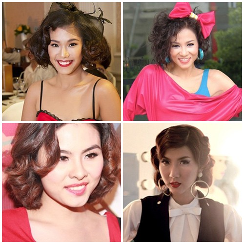 Phương Vy, Thu Minh, Vân Trang, Ngọc Quyên trở nên quê mùa khi chọn tóc xoăn ngắn không phù hợp.