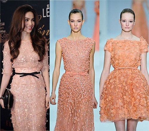 Một số ý kiến trên mạng lại cho rằng hoa văn trên váy của Hồ Ngọc Hà giống các thiết kế thuộc BST Xuân Hè của Louis Vuitton