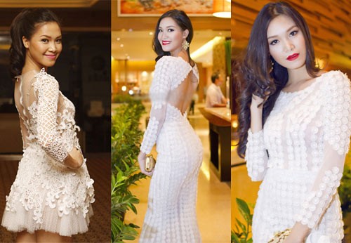 Hoa hậu Việt Nam Thùy Dung cũng ưa chuộng mốt ren thêu nổi kiêu kỳ
