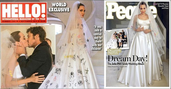 Hình ảnh đám cưới của cặp đôi đẹp nhất nhì Hollywood được 2 tờ tạp chí tên tuổi mua độc quyền.