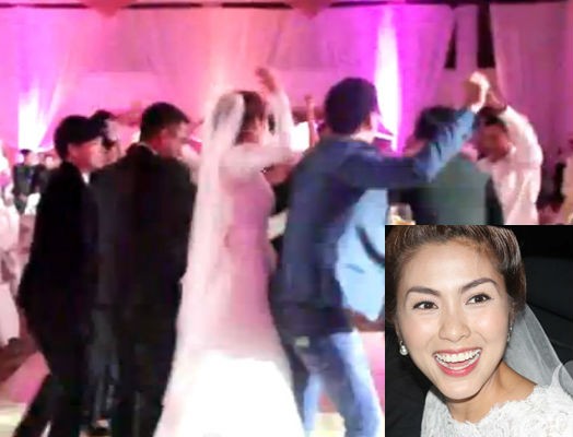 Trong buổi tiệc cưới tổ chức tại trung tâm White Palace, TP.HCM, các quan khách đã “mắt tròn mắt dẹt” khi chứng kiến “ngọc nữ” Hà Tăng nhảy Gangnam Style trong bộ váy cưới sang trọng.