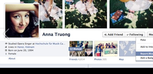 Hình ảnh facebook thật của Anna Trương.