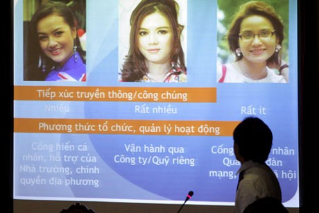 Hình ảnh 3 người ứng cử chức Đại sứ Du Lịch trong buổi họp báo của Bộ Văn hóa.