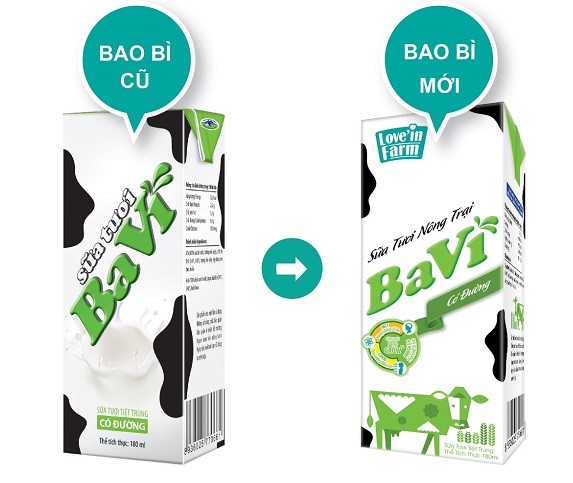 Sữa Love&apos;in Farm Ba Vì với diện mạo bao bì mới, giúp người tiêu dùng dễ nhận diện và chọn mua sản phẩm chính gốc (Ảnh: Phan Anh).