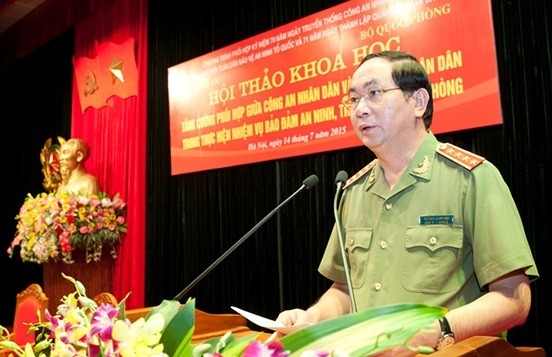 Bộ trưởng Bộ Công an Trần Đại Quang phát biểu, chỉ đạo tại Hội thảo (Ảnh: Thanh Liêm)
