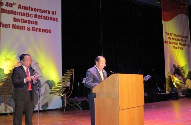 Bộ trưởng Hoàng Tuấn Anh phát biểu khai mạc Những ngày văn hóa, du lịch Việt Nam tại Hy Lạp. (Ảnh: Trọng Hoàng)