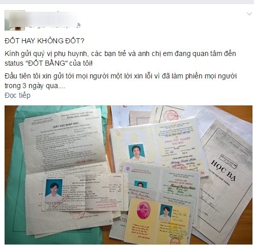 Toàn bộ hồ sơ của anh Hoàng Xuân Hiến sau khi tốt nghiệp Đại học