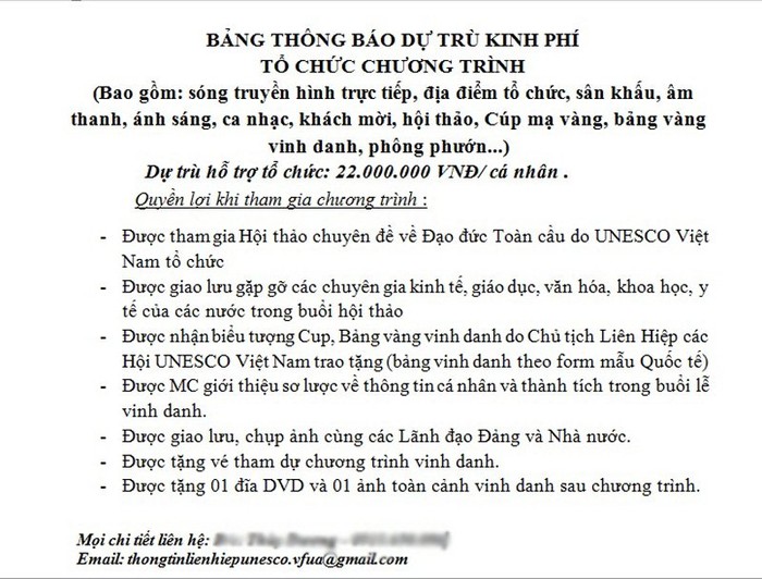 Được UNESCO Việt Nam vinh danh, phải nộp tiền! ảnh 1