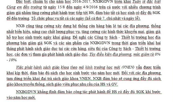 NXB Giáo dục Việt Nam tiếp tục phát hành sách giáo khoa VNEN (Ảnh chụp màn hình)