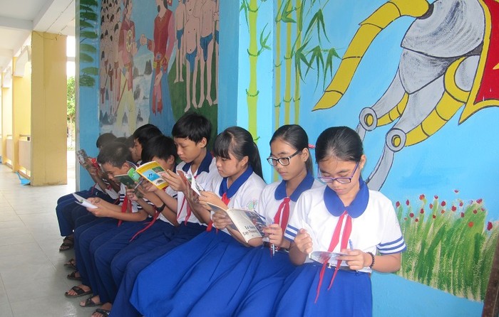 Một góc thư viện xanh ở Trường THCS Bắc Bình 3, huyện Bắc Bình, tỉnh Bình Thuận