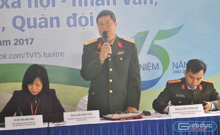 Đại tá Vũ Xuân Tiến - Trưởng ban Thư ký Ban Tuyển sinh Quân sự (Bộ Quốc phòng) (Ảnh: Thùy Linh)