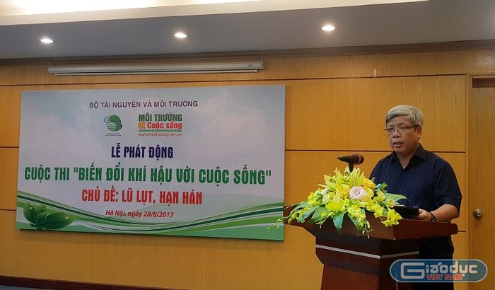 Thứ trưởng Bộ Tài nguyên và môi trường - Nguyễn Linh Ngọc phát biểu chỉ đạo tại lễ phát động cuộc thi (Ảnh: Linh Hương)