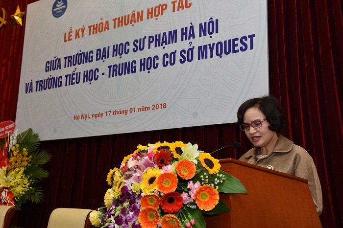 Bà Đồng Thị Lan - Chủ tịch Hội đồng quản trị Hệ thống Trường Tiểu học-Trung học cơ sở MyQuest (Ảnh: Ngọc Thúy)
