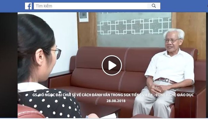 Ảnh chụp màn hình đoạn video nhà báo kênh VTC14 phỏng vấn Giáo sư Hồ Ngọc Đại ngày 28/8/2018 đang được chia sẻ mạnh mẽ trên mạng xã hội. (Ảnh chụp màn hình)