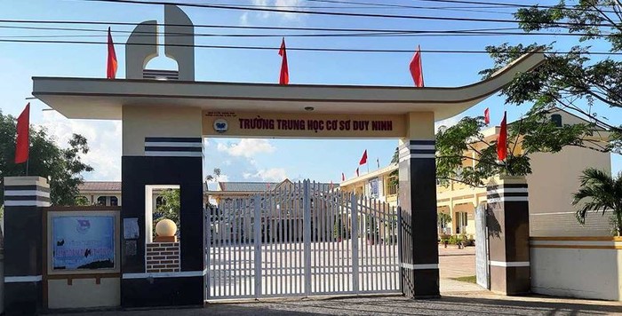 Trường trung học cơ sở Duy Ninh, nơi xảy ra sự việc em H.L.N, học sinh lớp 6.2 phải nhập viện vì bị phạt 231 cái tát. (Ảnh: giaoduc.net.vn)