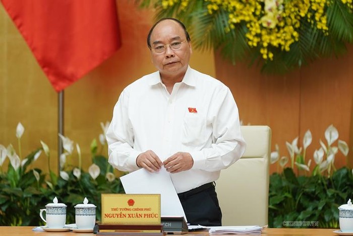 Thủ tướng Nguyễn Xuân Phúc phát biểu kết luận phiên họp Chính phủ thường kỳ tháng 5/2019. Ảnh: Cổng Thông tin Chính phủ