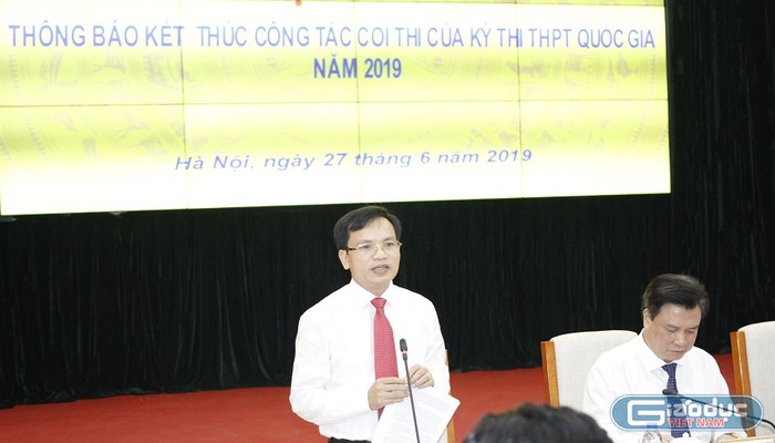 Ngày 27/6, ông Mai Văn Trinh, Cục trưởng Cục Quản lý chất lượng cho biết, đáp án các bài thi trắc nghiệm Trung học phổ thông quốc gia sẽ được mã hóa. (Ảnh: Trinh Phúc)