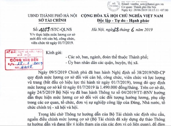 Hà Nội áp dụng mức lương mới đối với giáo viên từ ngày 1/7/2019 ảnh 1