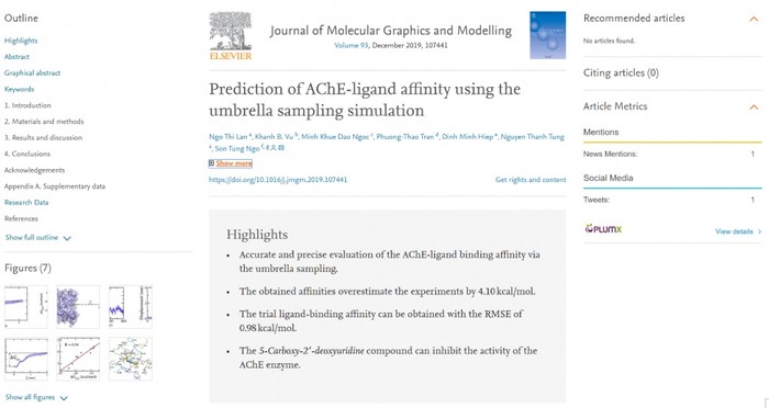 Ảnh bài báo của Khuê trên Journal of Molecular Graphics and Modelling
