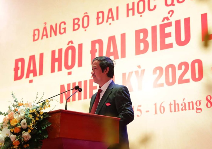 Giám đốc Đại học Quốc gia Hà Nội Nguyễn Kim Sơn phát biểu khai mạc Đại hội (ảnh: VNU)