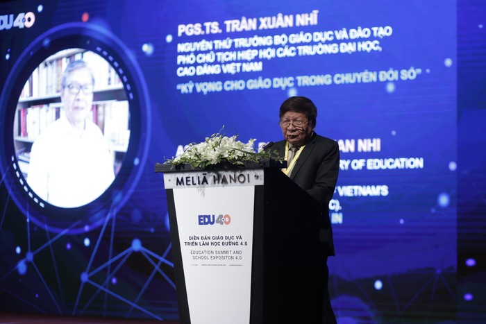 Phó giáo sư Trần Xuân Nhĩ – Phó chủ tịch Hiệp hội Các trường đại học, cao đẳng Việt Nam phát biểu tại diễn đàn (ảnh: BTC)