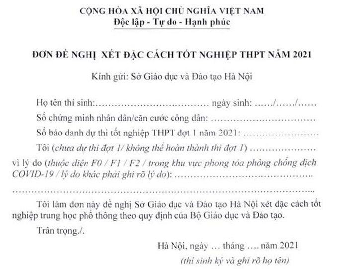 Thí sinh Hà Nội muốn xét đặc cách tốt nghiệp thì phải làm đơn đề ...