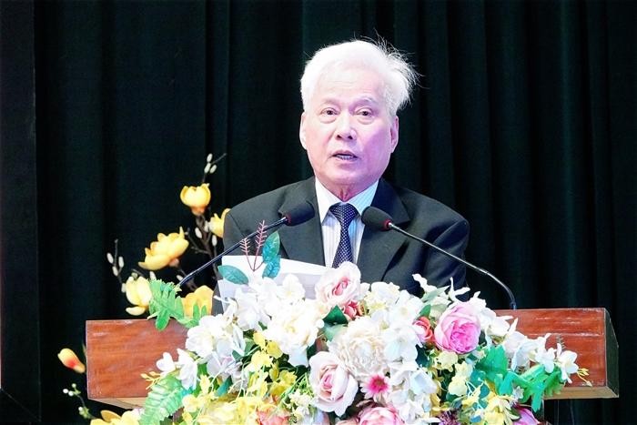 Phó giáo sư Đặng Bá Lãm, Trưởng Ban Khoa học (Hiệp hội Các trường đại học, cao đẳng Việt Nam) phát biểu tại hội thảo