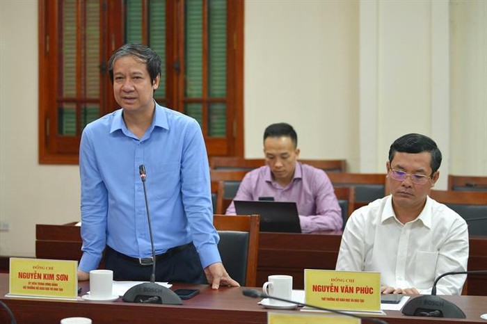 Bộ trưởng Nguyễn Kim Sơn phát biểu tại Hội nghị (Ảnh: Bộ Giáo dục và Đào tạo)
