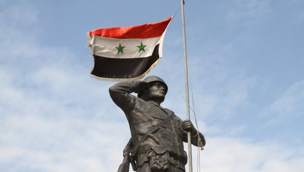 Quốc kỳ của Syria tại Damacus