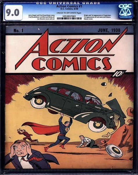 Cuốn truyện Action Comics 1 Đó là một cuốn truyện tranh cổ về siêu nhân ra đời vào năm 1938 của hai tác giả người Mỹ là Jerry Siegel và Joe Shuster. Cuốn truyện vẫn còn nguyên vẹn và giá được in trên bìa là 10 xu (0,1 USD). Nhưng nó được mang đấu giá trực tuyến tại trang web www.comicconnect.com và được bán với giá 2,16 triệu USD, mức giá cao nhất từ trước tới nay đối với một cuốn truyện tranh.
