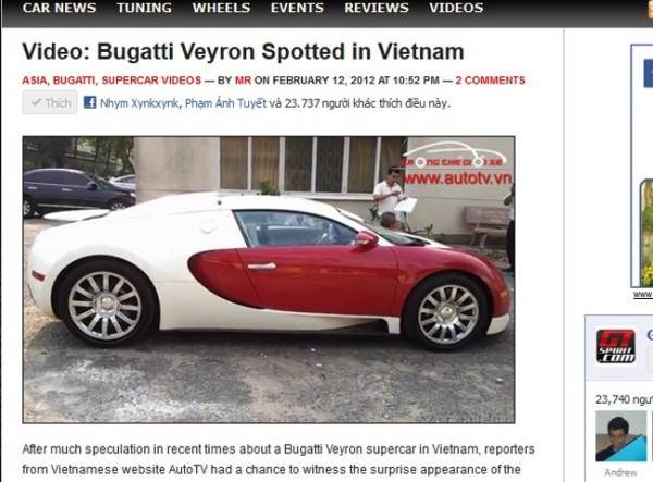 Đầu năm 2012, báo chí thế giới ngỡ ngàng vì sự kiện một đại gia trẻ của Việt Nam đã tậu về chiếc Bugatti Veyron, siêu xe dân dụng vào loại nhanh nhất thế giới.