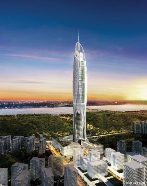 Seoul Light DMC Tower (Seoul, Hàn Quốc) Chiều cao: 640,4m Tòa nhà dự kiến sẽ hoàn thành vào năm 2017 và là một tổ hợp chung cư, cao ốc văn phòng, khách sạn. Seoul Light DMC sẽ sử dụng năng lượng gió để cung cấp điện cho các tầng và có khu vườn xanh rộng lớn đóng vai trò như "lá phổi" của tòa nhà.