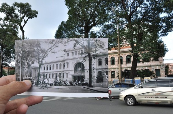 Bưu điện Trung tâm Sài Gòn. Tòa nhà được xây dựng khi Việt Nam là một phần của Đông Dương thuộc Pháp trong đầu thế kỷ 20.